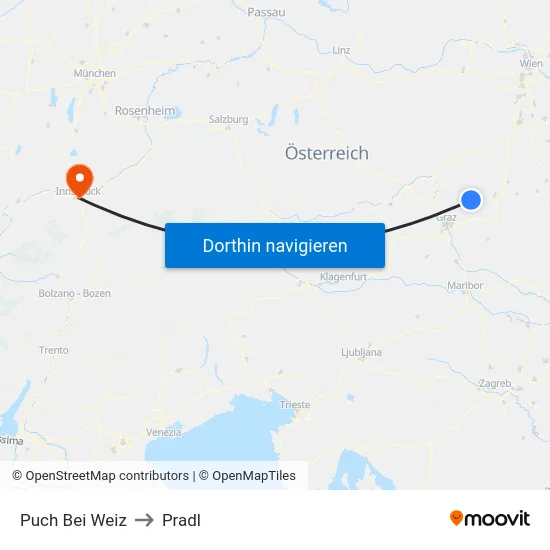 Puch Bei Weiz to Pradl map