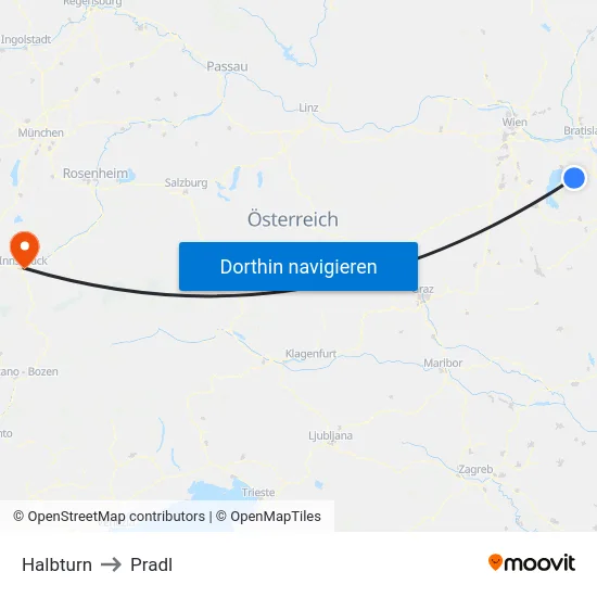 Halbturn to Pradl map