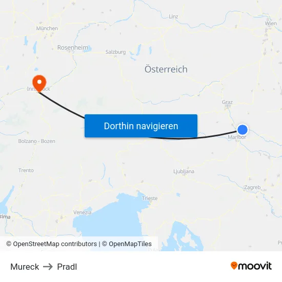 Mureck to Pradl map