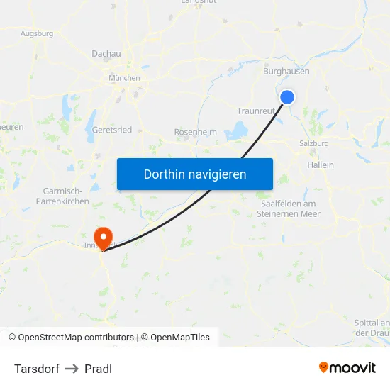 Tarsdorf to Pradl map