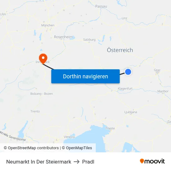 Neumarkt In Der Steiermark to Pradl map