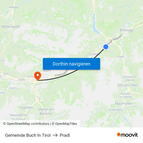 Gemeinde Buch In Tirol to Pradl map