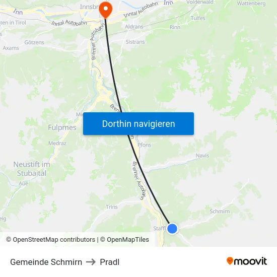 Gemeinde Schmirn to Pradl map