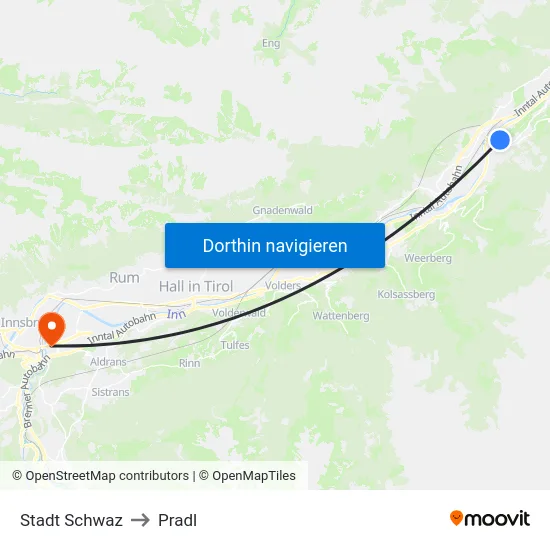 Stadt Schwaz to Pradl map