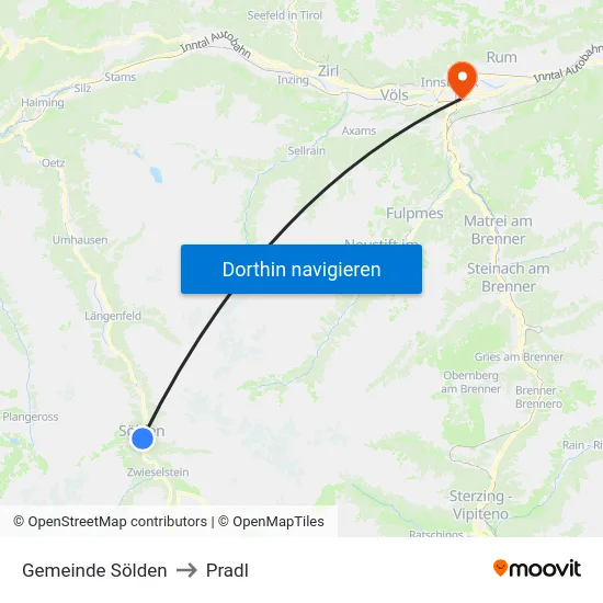 Gemeinde Sölden to Pradl map