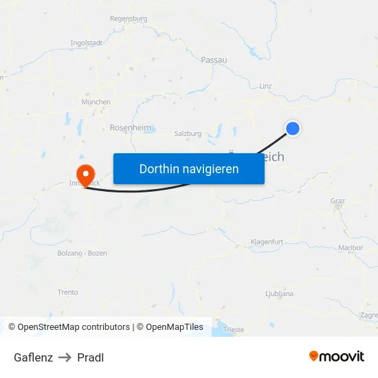 Gaflenz to Pradl map