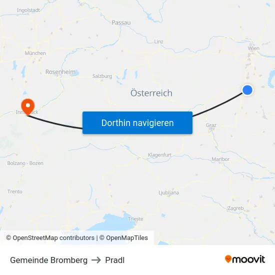 Gemeinde Bromberg to Pradl map