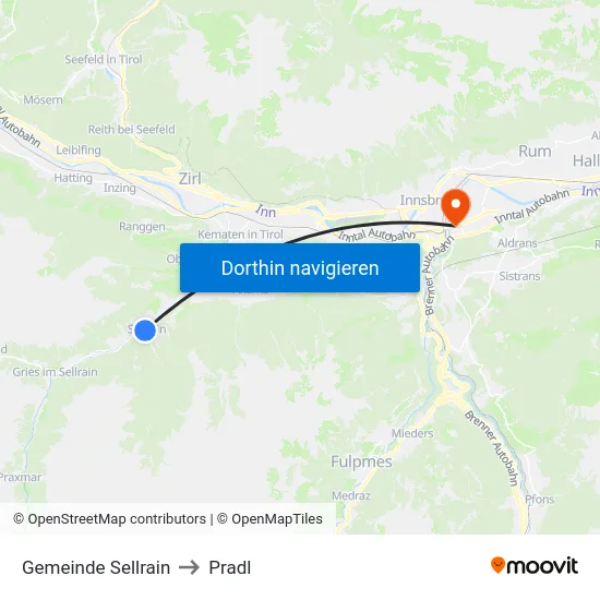 Gemeinde Sellrain to Pradl map