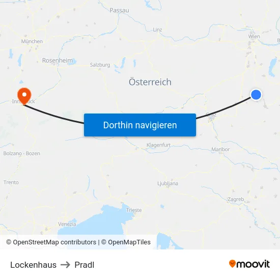 Lockenhaus to Pradl map