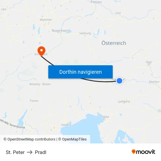 St. Peter to Pradl map