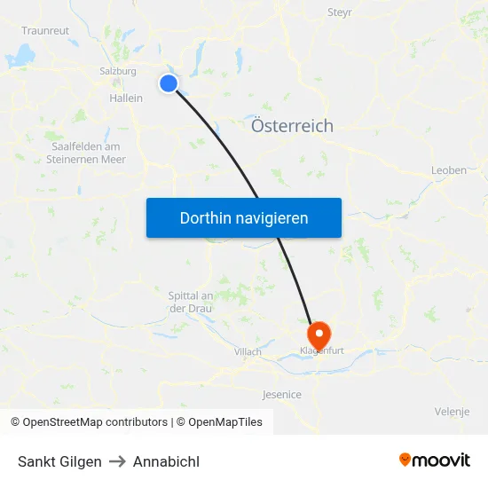 Sankt Gilgen to Annabichl map