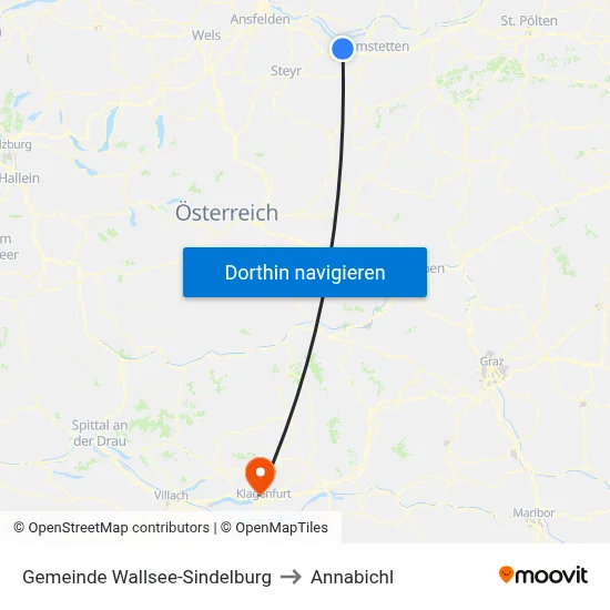Gemeinde Wallsee-Sindelburg to Annabichl map