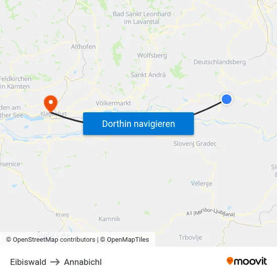 Eibiswald to Annabichl map