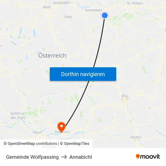 Gemeinde Wolfpassing to Annabichl map