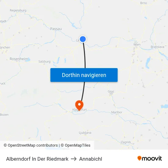Alberndorf In Der Riedmark to Annabichl map