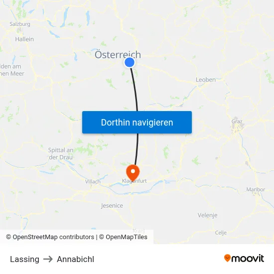 Lassing to Annabichl map