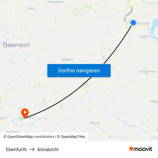 Ebenfurth to Annabichl map
