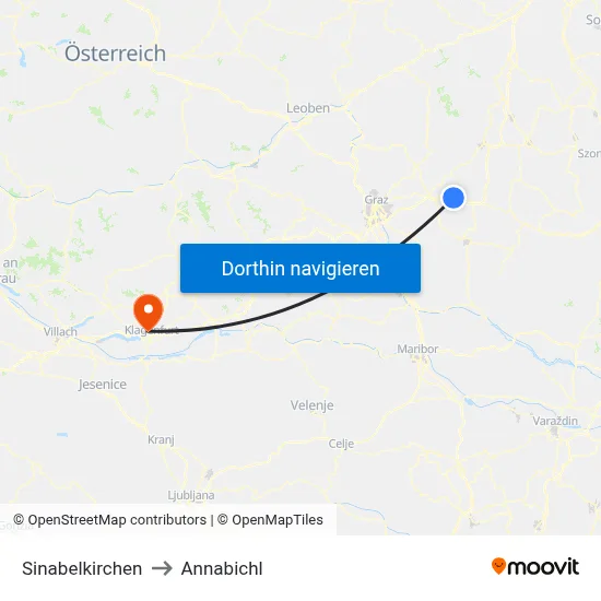 Sinabelkirchen to Annabichl map