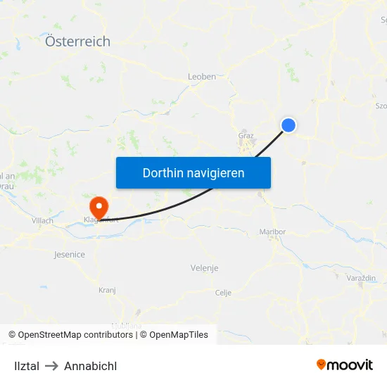 Ilztal to Annabichl map