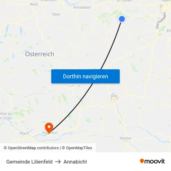 Gemeinde Lilienfeld to Annabichl map
