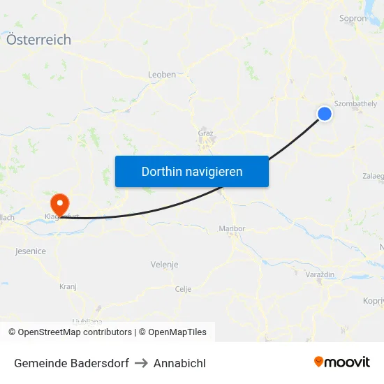 Gemeinde Badersdorf to Annabichl map