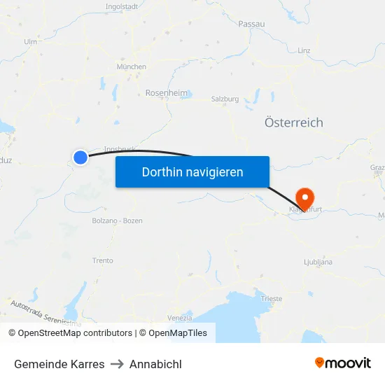 Gemeinde Karres to Annabichl map