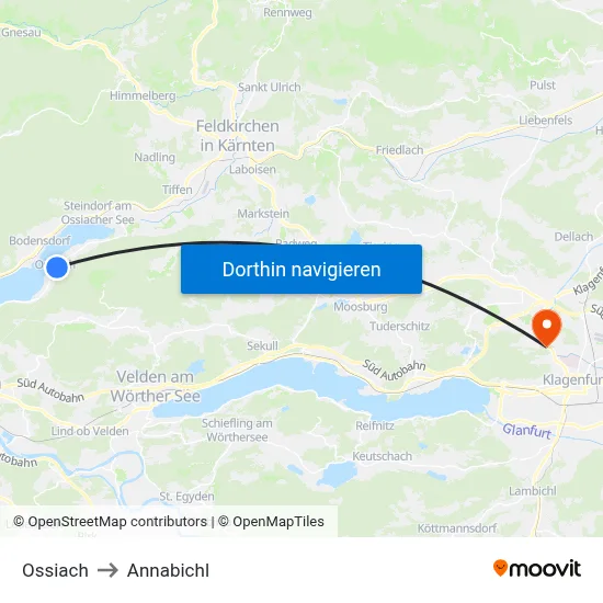 Ossiach to Annabichl map