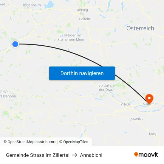 Gemeinde Strass Im Zillertal to Annabichl map