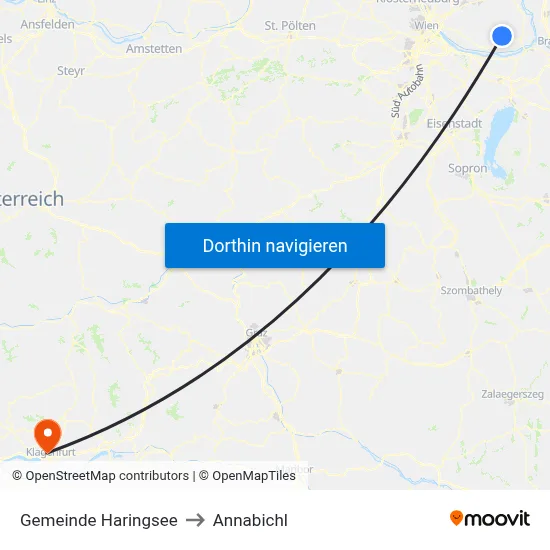 Gemeinde Haringsee to Annabichl map