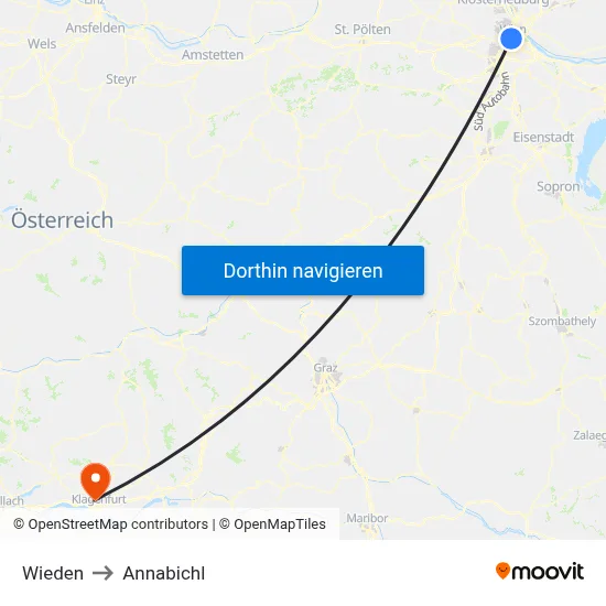 Wieden to Annabichl map