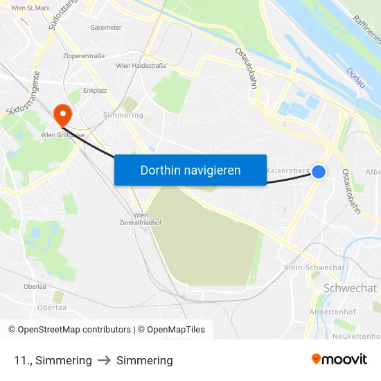 11., Simmering to Simmering map