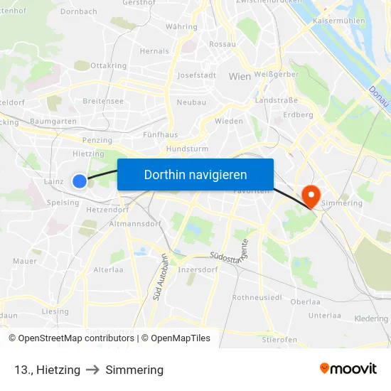 13., Hietzing to Simmering map