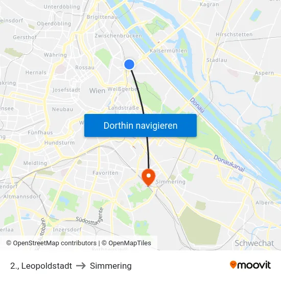 2., Leopoldstadt to Simmering map