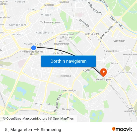 5., Margareten to Simmering map
