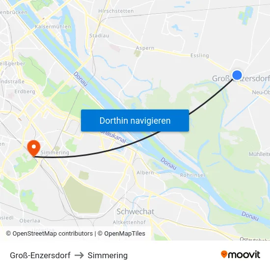 Groß-Enzersdorf to Simmering map