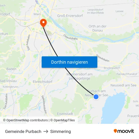 Gemeinde Purbach to Simmering map