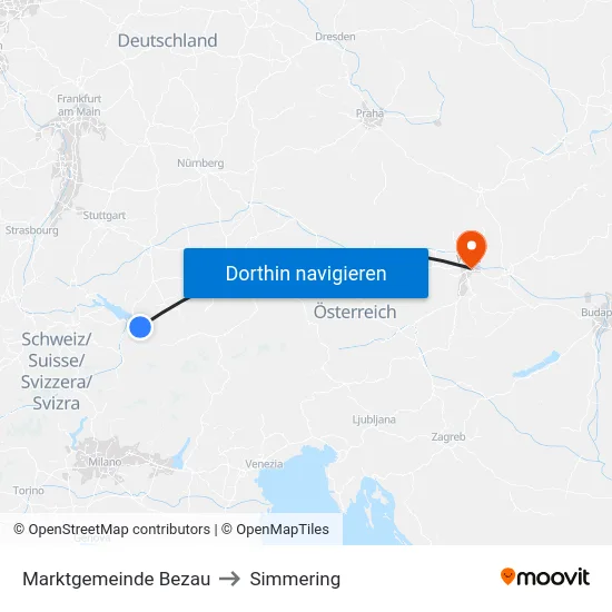Marktgemeinde Bezau to Simmering map