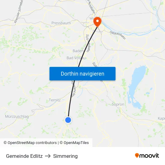 Gemeinde Edlitz to Simmering map