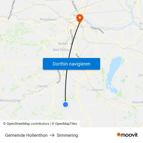 Gemeinde Hollenthon to Simmering map