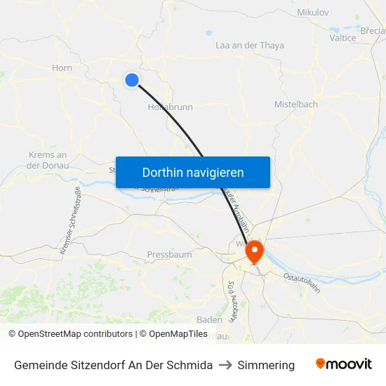 Gemeinde Sitzendorf An Der Schmida to Simmering map
