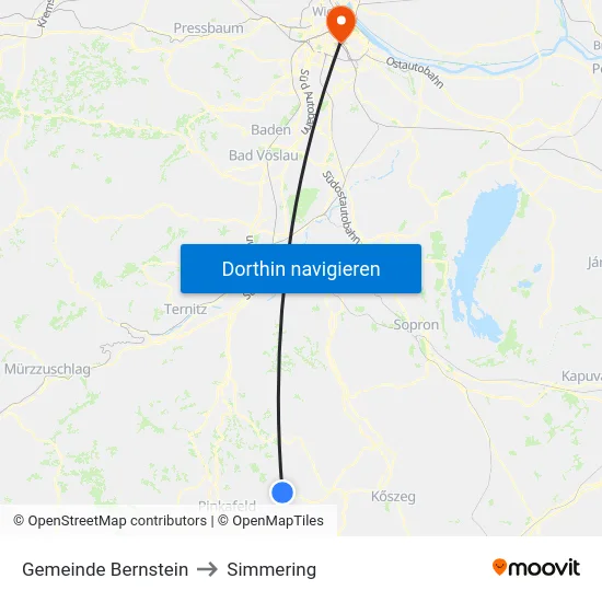 Gemeinde Bernstein to Simmering map