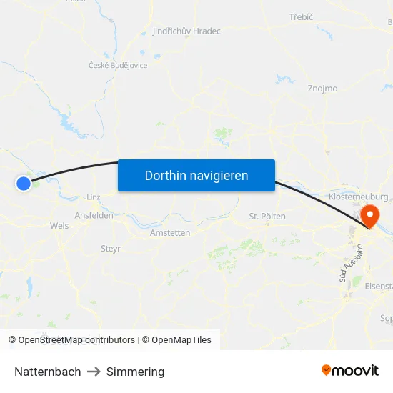 Natternbach to Simmering map
