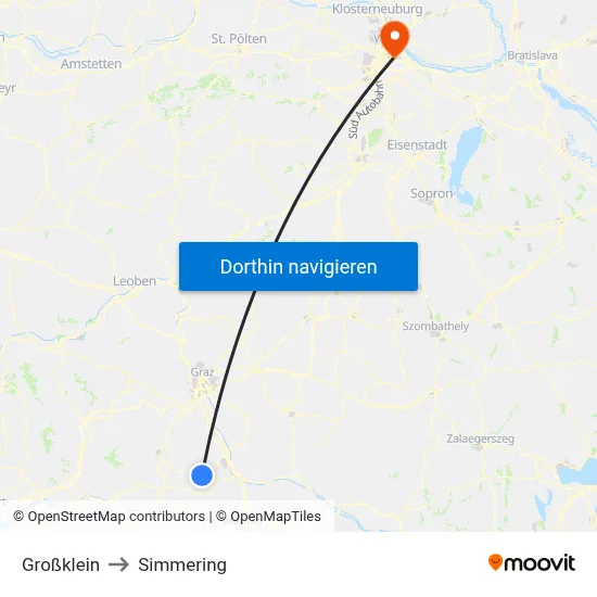 Großklein to Simmering map