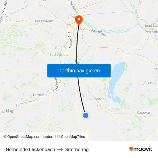 Gemeinde Lackenbach to Simmering map