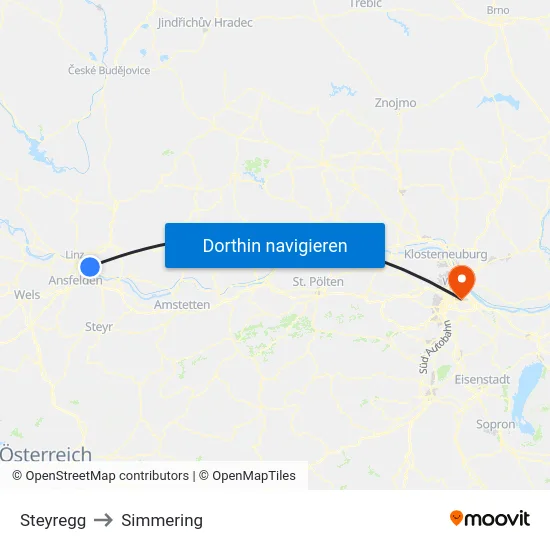 Steyregg to Simmering map
