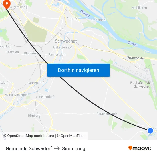 Gemeinde Schwadorf to Simmering map