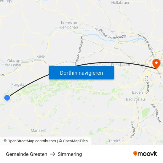 Gemeinde Gresten to Simmering map