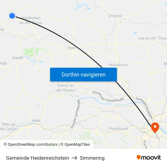 Gemeinde Heidenreichstein to Simmering map
