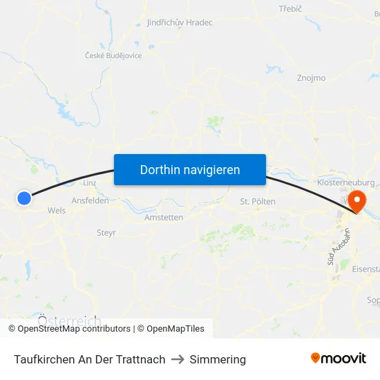 Taufkirchen An Der Trattnach to Simmering map