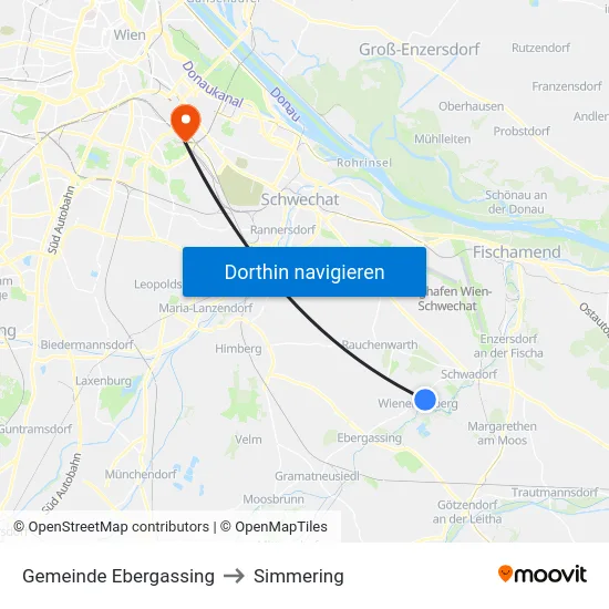 Gemeinde Ebergassing to Simmering map
